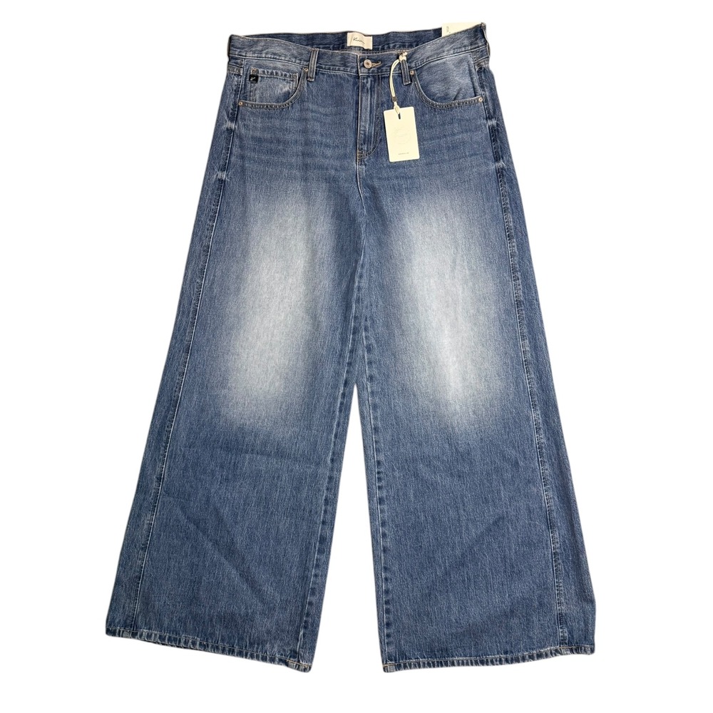 KanCan Jocy Mid Rise Super Wide Leg Jeans Medium Wash Blue Cotton Size 15/31 - Picture 2 of 8